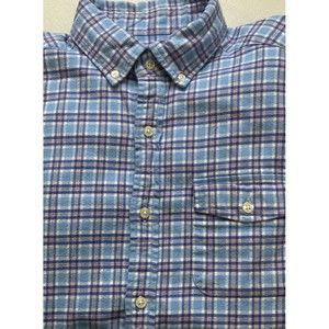 Vineyard Vines Men's Button Up Flannel Crosby Large Blue Pink Classic Fit Plaid